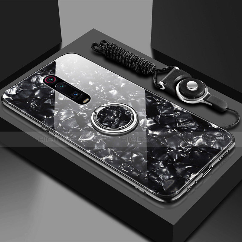 Carcasa Bumper Funda Silicona Espejo con Magnetico Anillo de dedo Soporte T02 para Xiaomi Mi 9T Pro