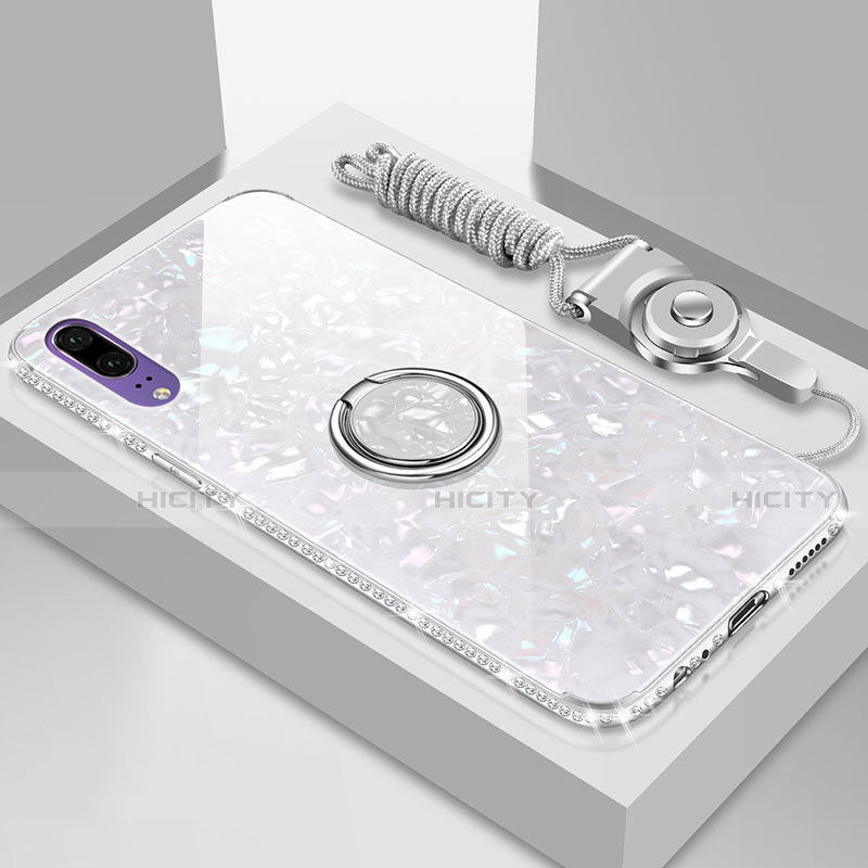 Carcasa Bumper Funda Silicona Espejo con Magnetico Anillo de dedo Soporte T03 para Huawei P20