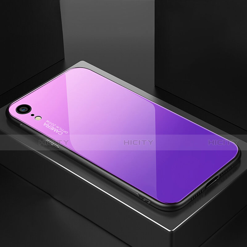 Carcasa Bumper Funda Silicona Espejo Gradiente Arco iris A01 para Apple iPhone XR