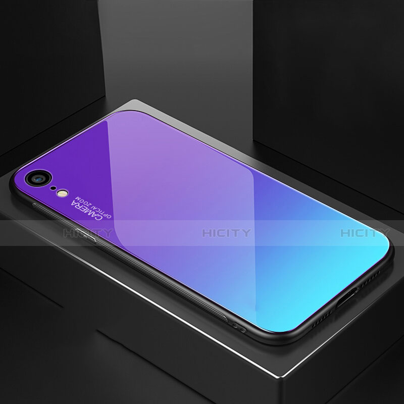 Carcasa Bumper Funda Silicona Espejo Gradiente Arco iris A01 para Apple iPhone XR Multicolor