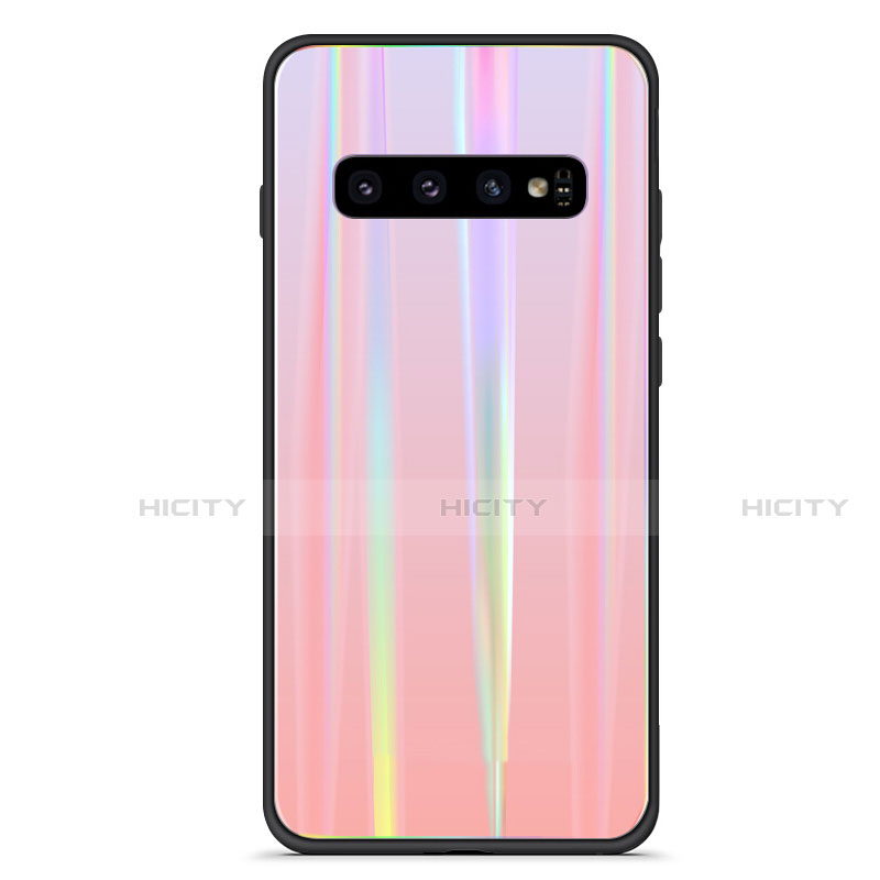 Carcasa Bumper Funda Silicona Espejo Gradiente Arco iris A02 para Samsung Galaxy S10 Plus