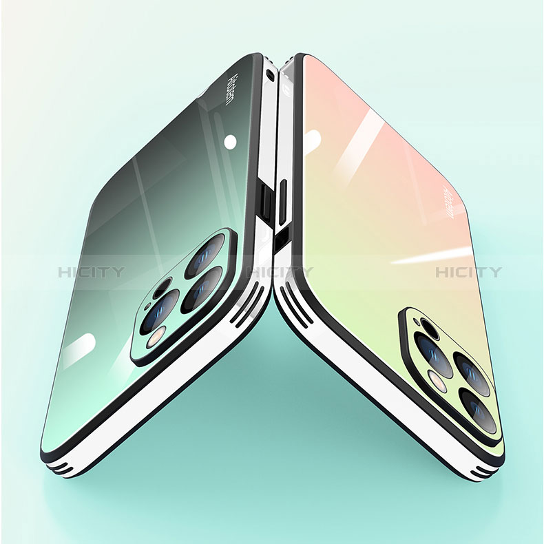 Carcasa Bumper Funda Silicona Espejo Gradiente Arco iris AT1 para Apple iPhone 13 Pro Max