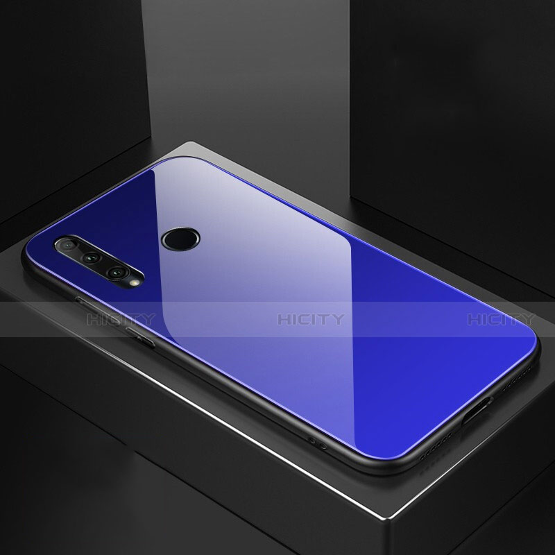 Carcasa Bumper Funda Silicona Espejo Gradiente Arco iris H01 para Huawei Honor 20 Lite Azul