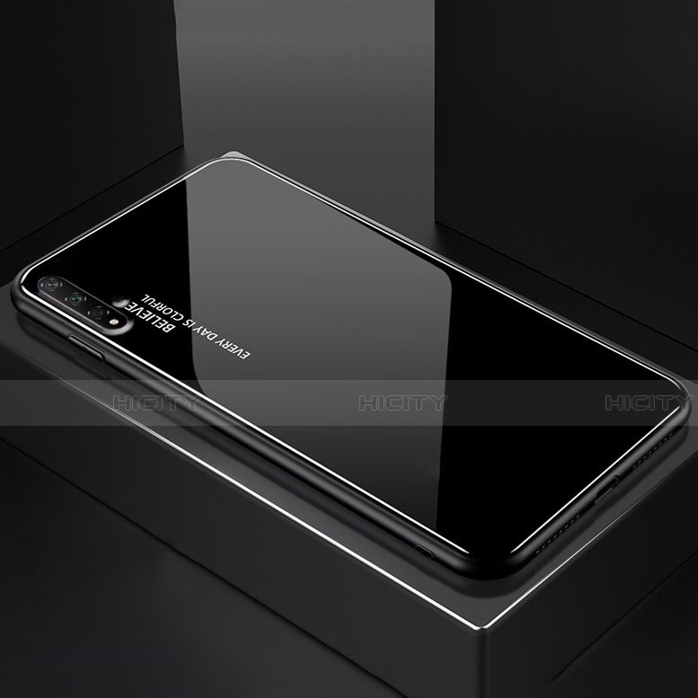 Carcasa Bumper Funda Silicona Espejo Gradiente Arco iris H01 para Huawei Honor 20 Negro