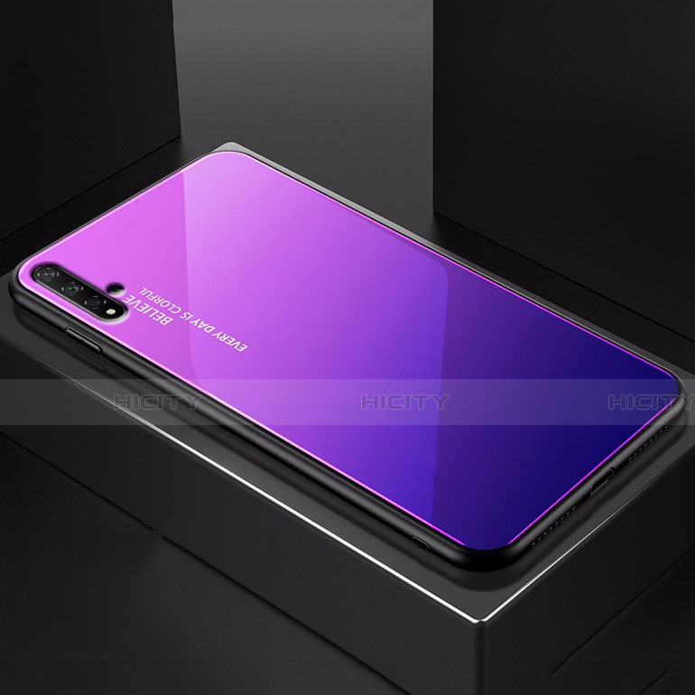 Carcasa Bumper Funda Silicona Espejo Gradiente Arco iris H01 para Huawei Honor 20S