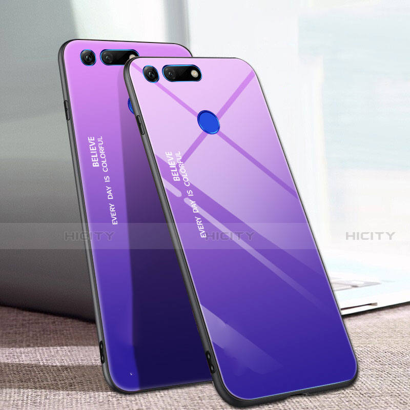 Carcasa Bumper Funda Silicona Espejo Gradiente Arco iris H01 para Huawei Honor V20