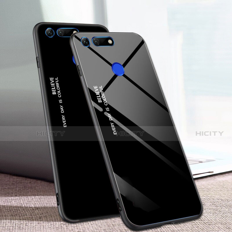 Carcasa Bumper Funda Silicona Espejo Gradiente Arco iris H01 para Huawei Honor V20 Negro