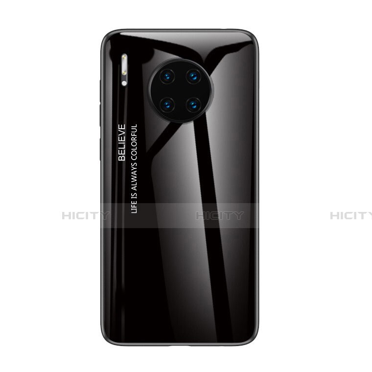 Carcasa Bumper Funda Silicona Espejo Gradiente Arco iris H01 para Huawei Mate 30 Negro