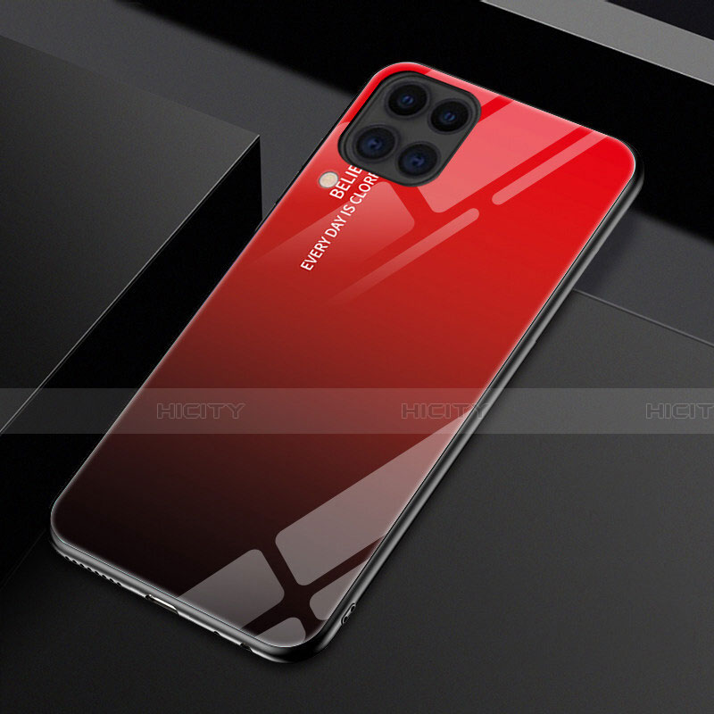 Carcasa Bumper Funda Silicona Espejo Gradiente Arco iris H01 para Huawei Nova 6 SE Rojo