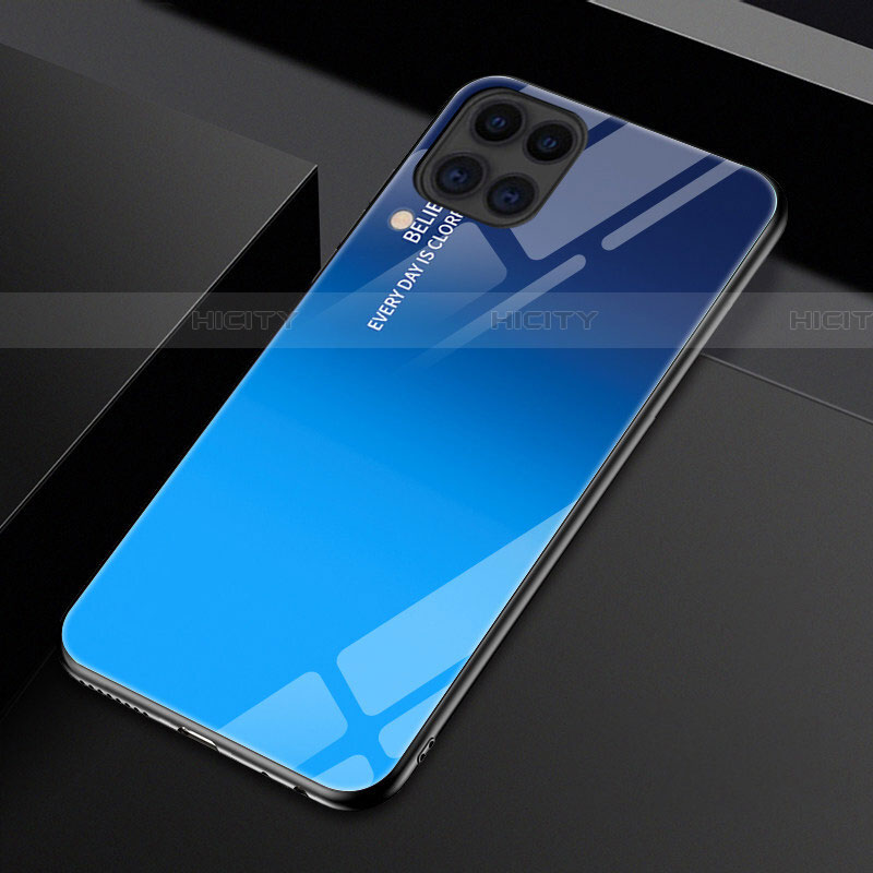 Carcasa Bumper Funda Silicona Espejo Gradiente Arco iris H01 para Huawei P40 Lite Azul