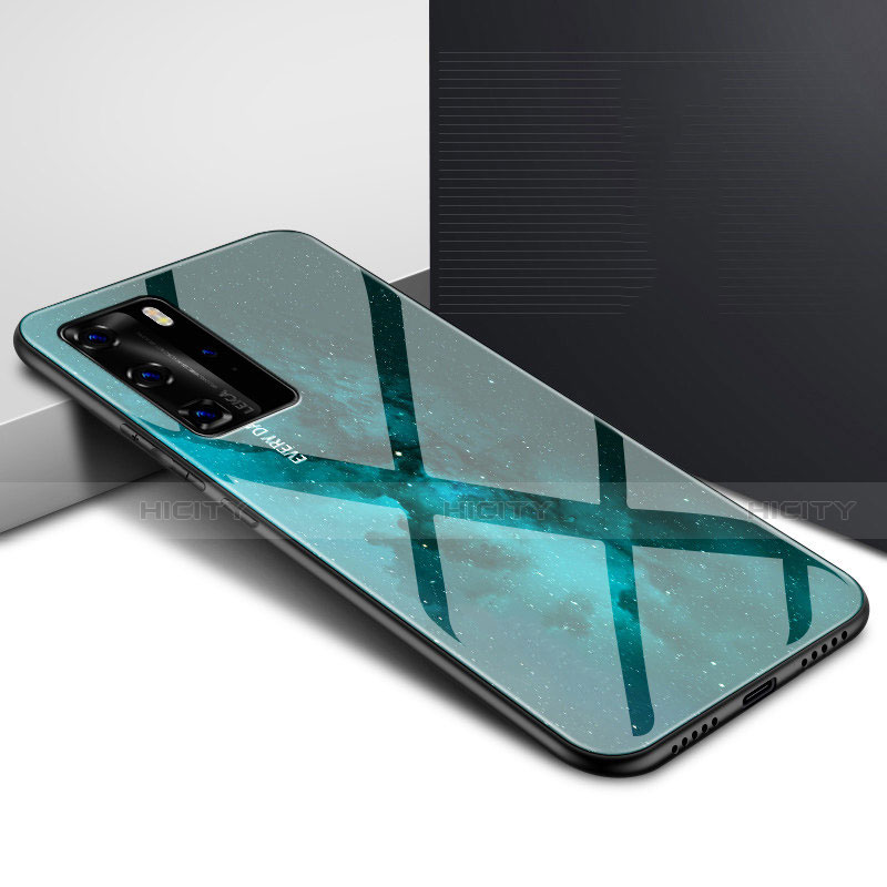 Carcasa Bumper Funda Silicona Espejo Gradiente Arco iris H01 para Huawei P40 Pro