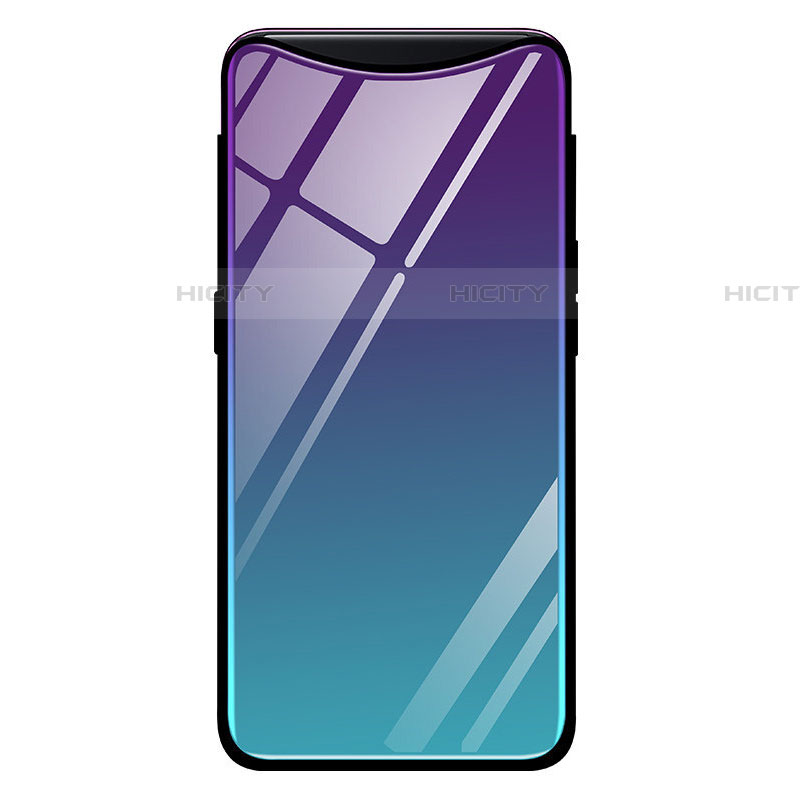 Carcasa Bumper Funda Silicona Espejo Gradiente Arco iris H01 para Oppo Find X Azul