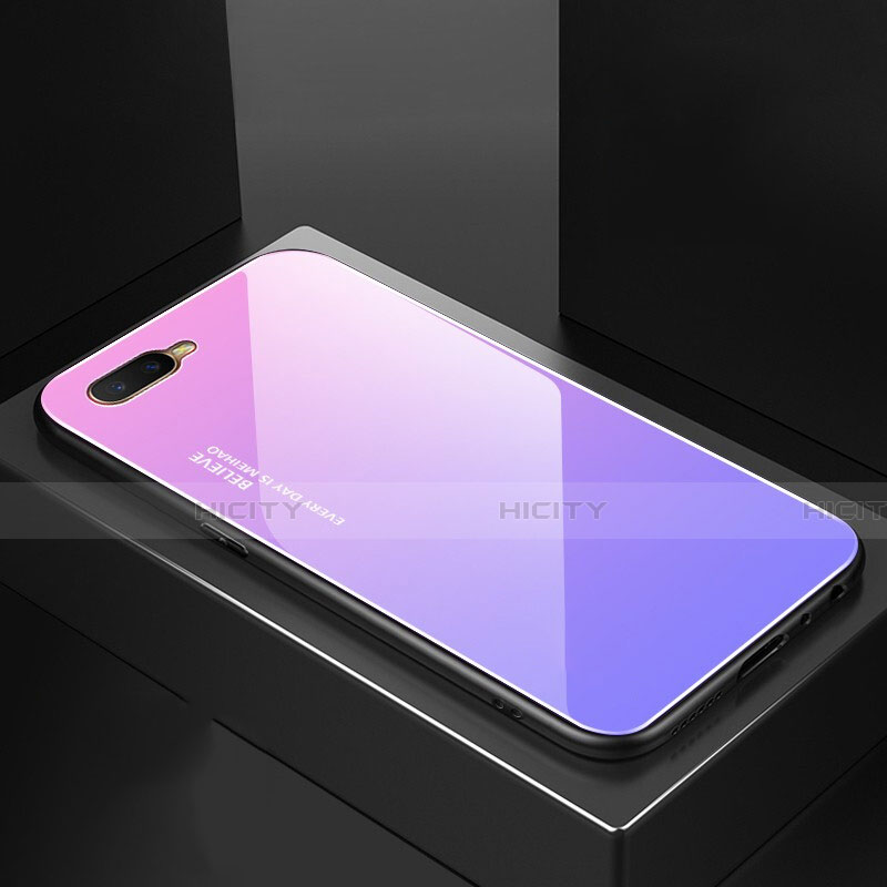 Carcasa Bumper Funda Silicona Espejo Gradiente Arco iris H01 para Oppo K1