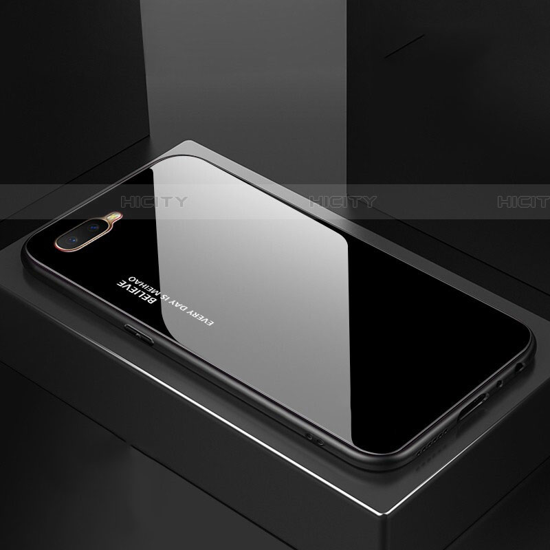 Carcasa Bumper Funda Silicona Espejo Gradiente Arco iris H01 para Oppo RX17 Neo