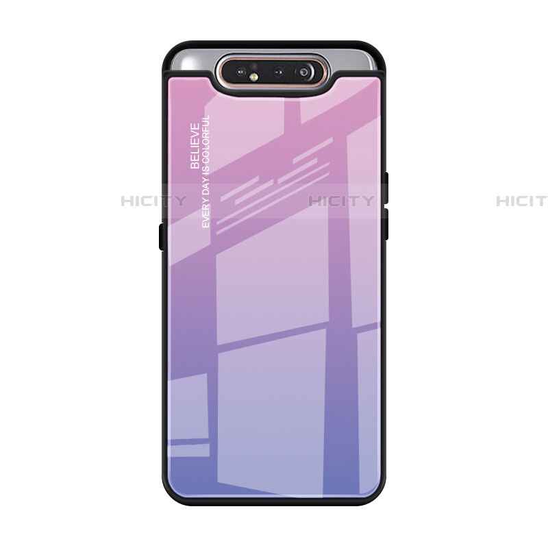 Carcasa Bumper Funda Silicona Espejo Gradiente Arco iris H01 para Samsung Galaxy A80