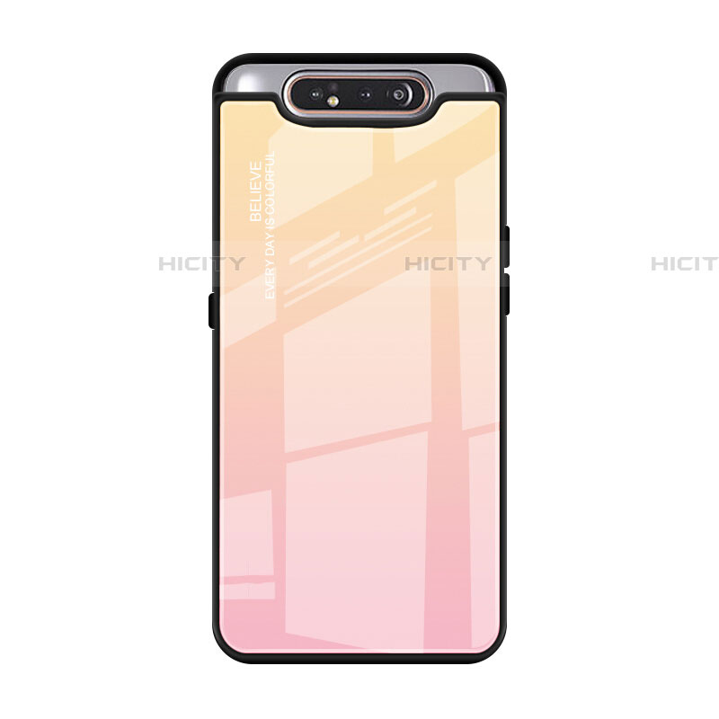 Carcasa Bumper Funda Silicona Espejo Gradiente Arco iris H01 para Samsung Galaxy A80