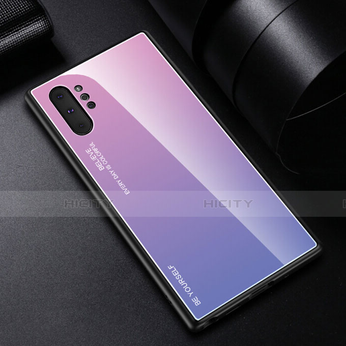 Carcasa Bumper Funda Silicona Espejo Gradiente Arco iris H01 para Samsung Galaxy Note 10 Plus 5G Morado