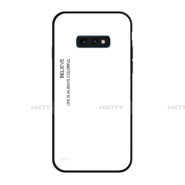 Carcasa Bumper Funda Silicona Espejo Gradiente Arco iris H01 para Samsung Galaxy S10e Blanco