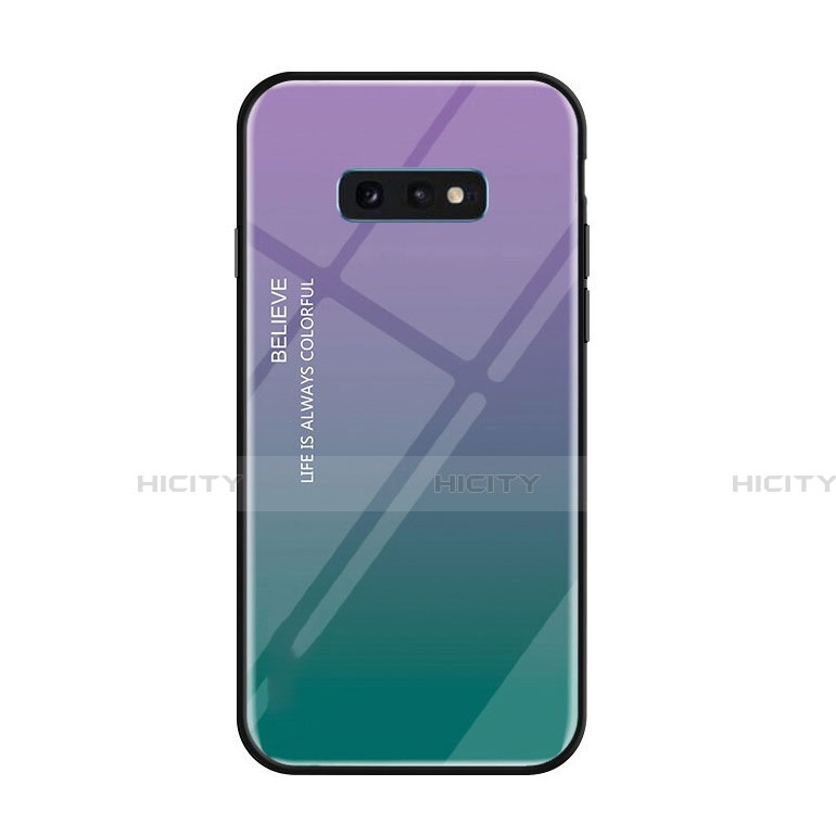 Carcasa Bumper Funda Silicona Espejo Gradiente Arco iris H01 para Samsung Galaxy S10e Morado