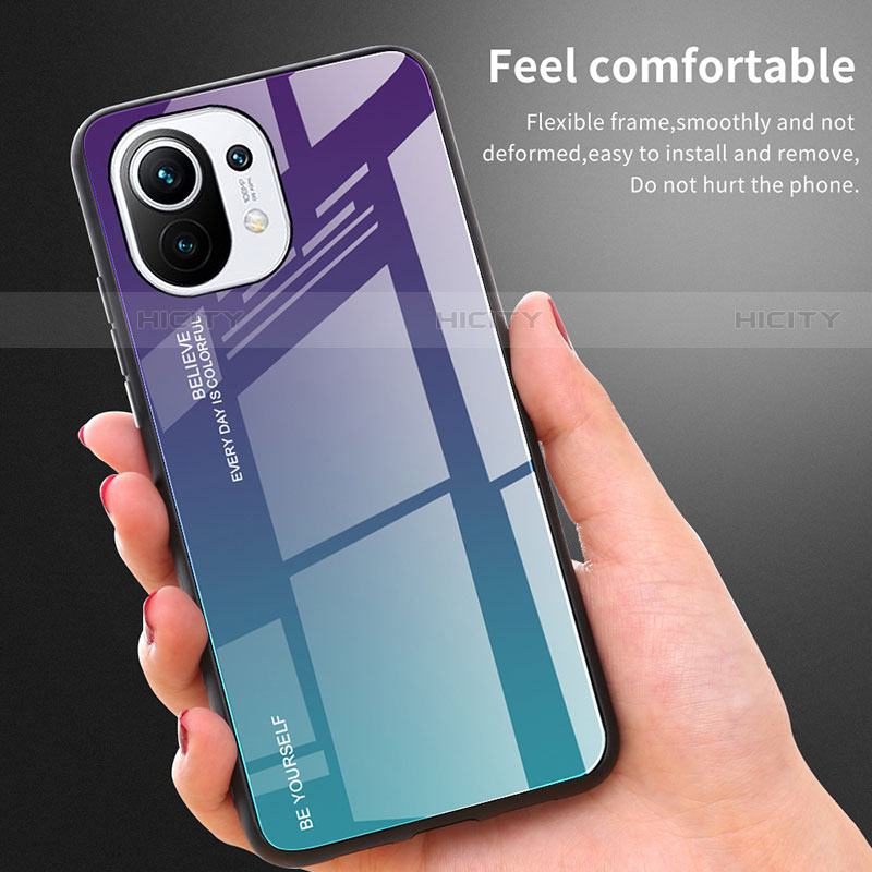 Carcasa Bumper Funda Silicona Espejo Gradiente Arco iris H01 para Xiaomi Mi 11 5G