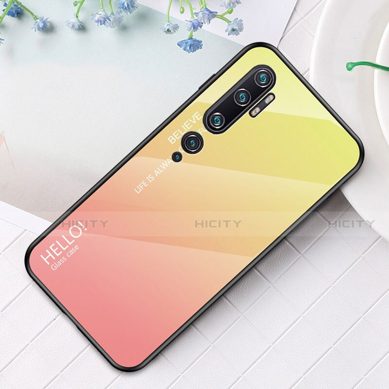 Carcasa Bumper Funda Silicona Espejo Gradiente Arco iris H01 para Xiaomi Mi Note 10 Pro