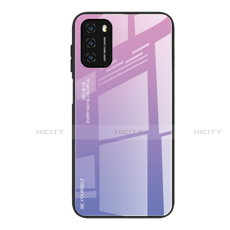 Carcasa Bumper Funda Silicona Espejo Gradiente Arco iris H01 para Xiaomi Poco M3 Purpura Claro