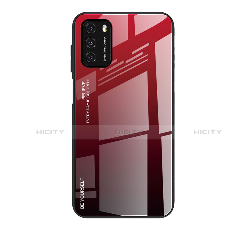 Carcasa Bumper Funda Silicona Espejo Gradiente Arco iris H01 para Xiaomi Poco M3 Rojo