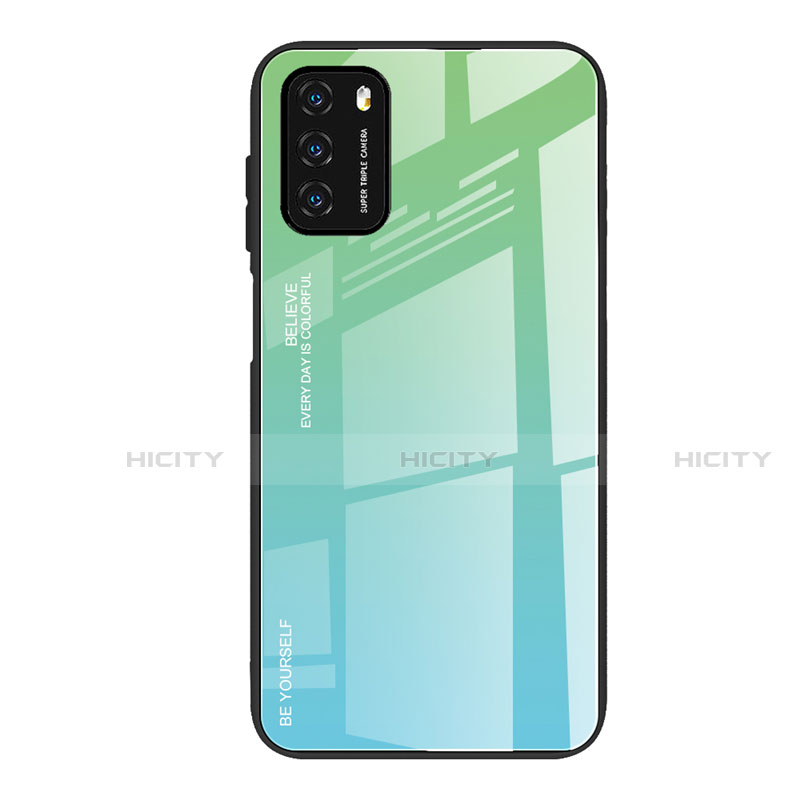 Carcasa Bumper Funda Silicona Espejo Gradiente Arco iris H01 para Xiaomi Poco M3 Verde