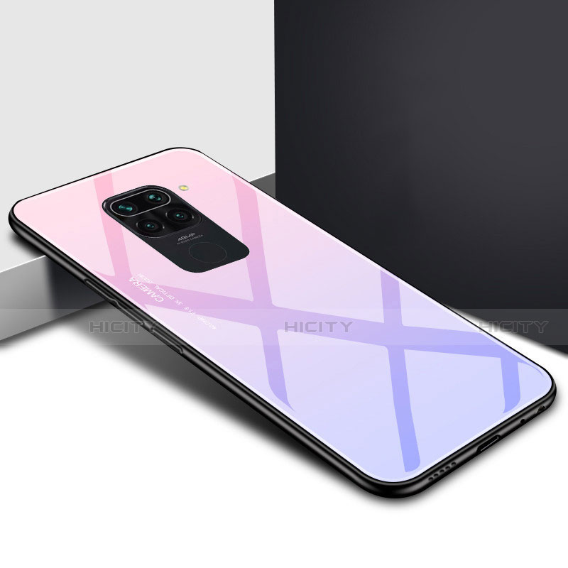 Carcasa Bumper Funda Silicona Espejo Gradiente Arco iris H01 para Xiaomi Redmi Note 9 Morado