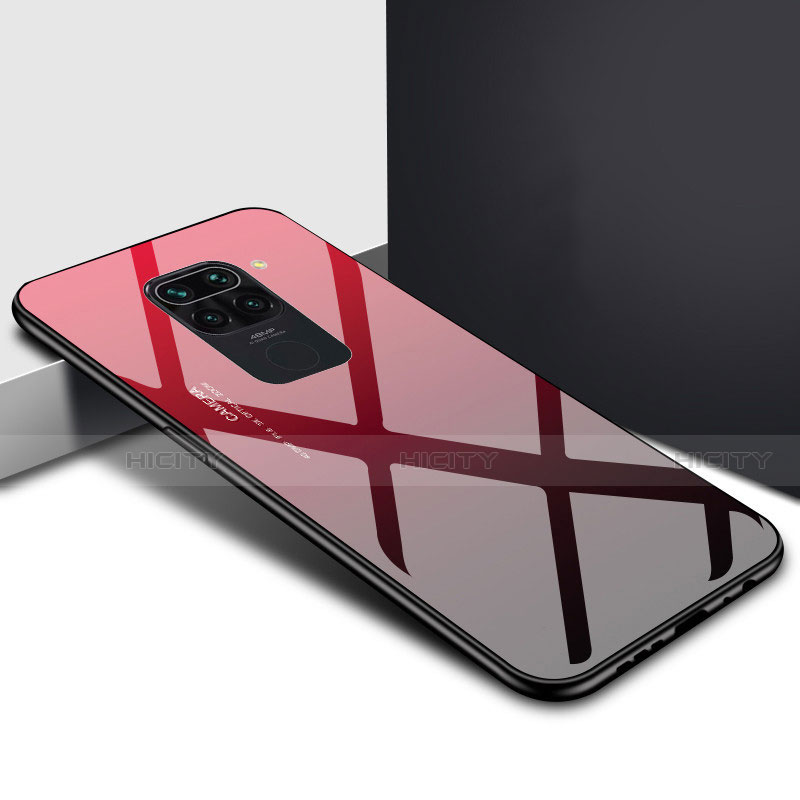 Carcasa Bumper Funda Silicona Espejo Gradiente Arco iris H01 para Xiaomi Redmi Note 9 Rojo