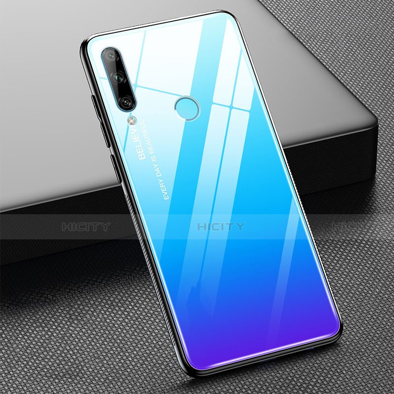 Carcasa Bumper Funda Silicona Espejo Gradiente Arco iris H02 para Huawei Honor 20 Lite Azul Cielo