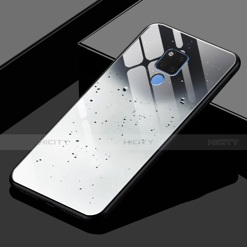 Carcasa Bumper Funda Silicona Espejo Gradiente Arco iris H02 para Huawei Mate 20 X 5G Gris