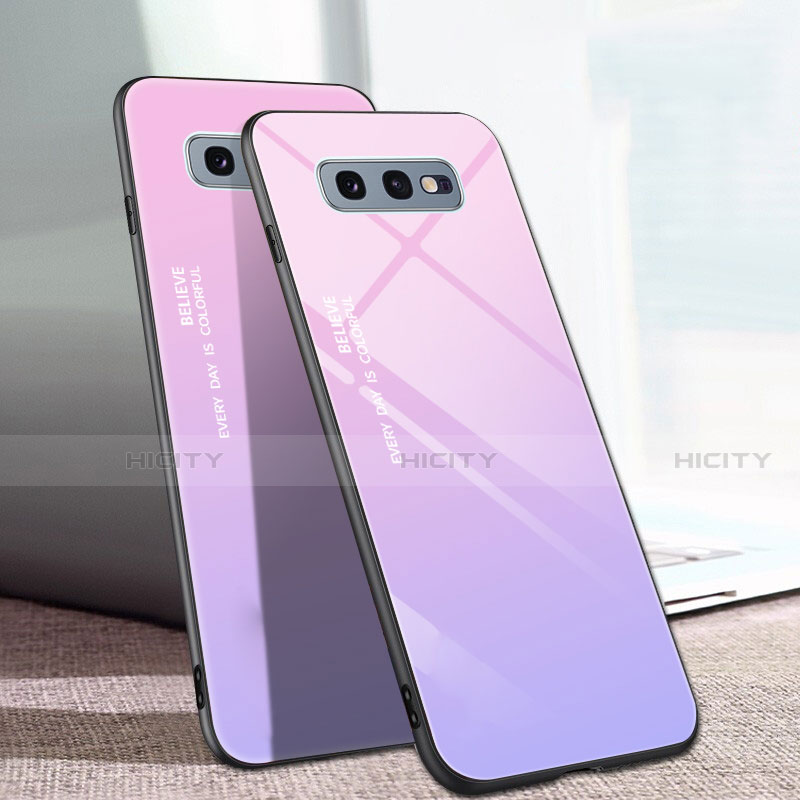 Carcasa Bumper Funda Silicona Espejo Gradiente Arco iris H02 para Samsung Galaxy S10e