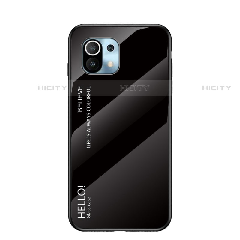 Carcasa Bumper Funda Silicona Espejo Gradiente Arco iris H02 para Xiaomi Mi 11 5G Negro
