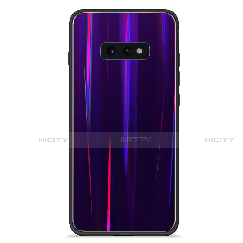 Carcasa Bumper Funda Silicona Espejo Gradiente Arco iris H04 para Samsung Galaxy S10e Morado