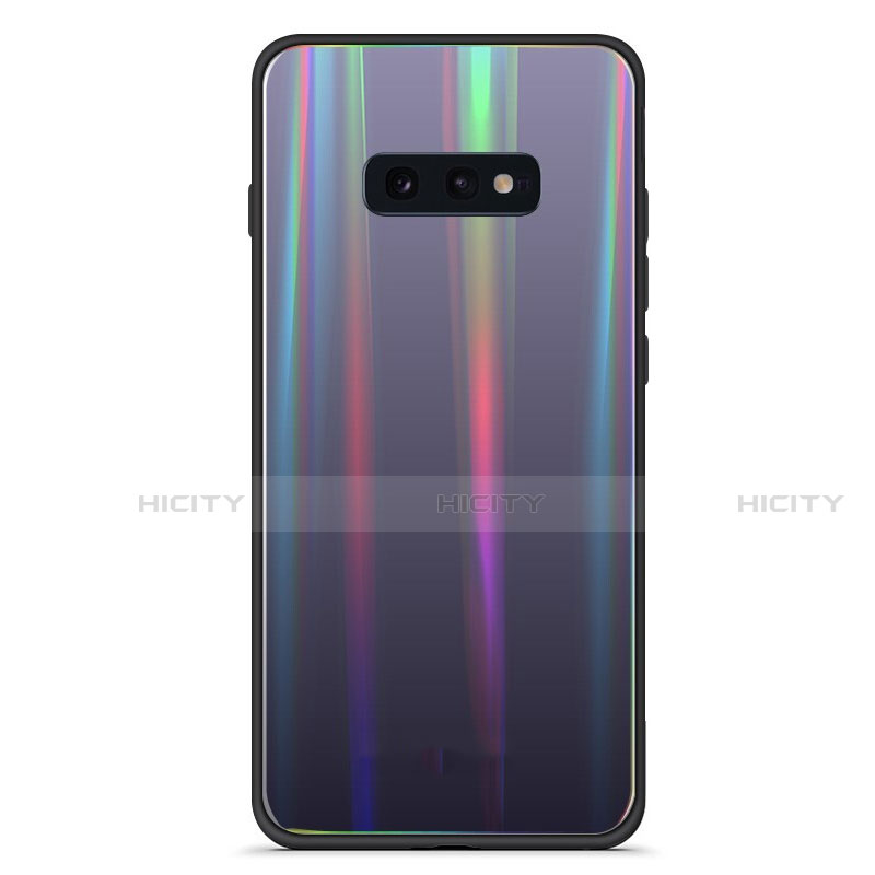 Carcasa Bumper Funda Silicona Espejo Gradiente Arco iris H04 para Samsung Galaxy S10e Negro