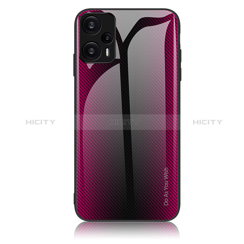 Carcasa Bumper Funda Silicona Espejo Gradiente Arco iris JM1 para Xiaomi Poco F5 5G Rosa Roja