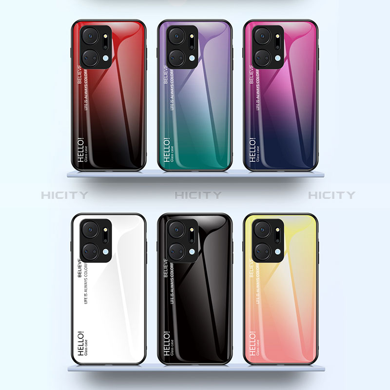 Carcasa Bumper Funda Silicona Espejo Gradiente Arco iris LS1 para Huawei Honor X7a