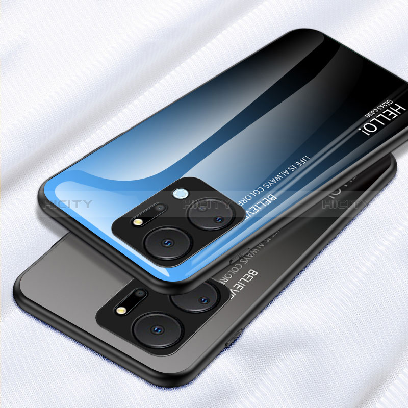 Carcasa Bumper Funda Silicona Espejo Gradiente Arco iris LS1 para Huawei Honor X7a
