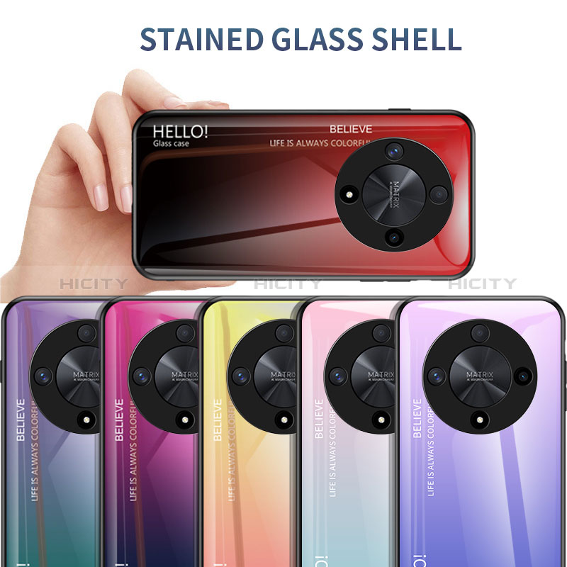Carcasa Bumper Funda Silicona Espejo Gradiente Arco iris LS1 para Huawei Honor X9b 5G