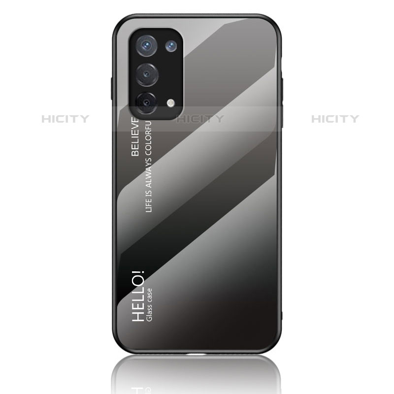 Carcasa Bumper Funda Silicona Espejo Gradiente Arco iris LS1 para OnePlus Nord N200 5G Gris Oscuro