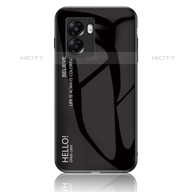 Carcasa Bumper Funda Silicona Espejo Gradiente Arco iris LS1 para OnePlus Nord N300 5G Negro