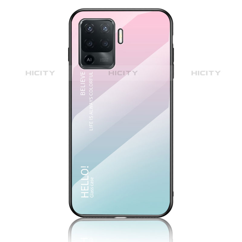 Carcasa Bumper Funda Silicona Espejo Gradiente Arco iris LS1 para Oppo F19 Pro