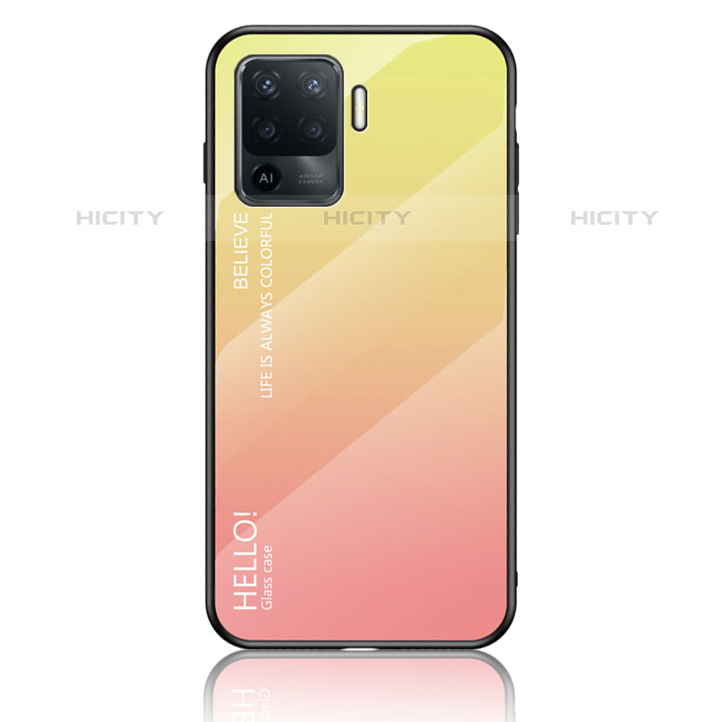 Carcasa Bumper Funda Silicona Espejo Gradiente Arco iris LS1 para Oppo F19 Pro