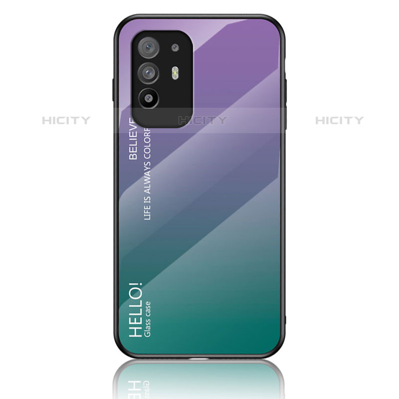 Carcasa Bumper Funda Silicona Espejo Gradiente Arco iris LS1 para Oppo F19 Pro+ Plus 5G Multicolor