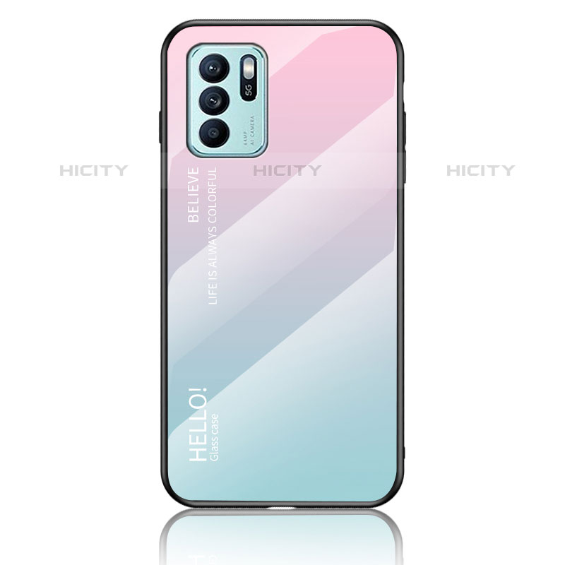 Carcasa Bumper Funda Silicona Espejo Gradiente Arco iris LS1 para Oppo Reno6 Z 5G