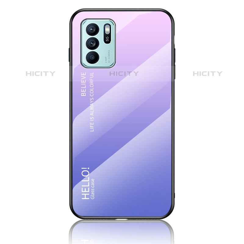 Carcasa Bumper Funda Silicona Espejo Gradiente Arco iris LS1 para Oppo Reno6 Z 5G