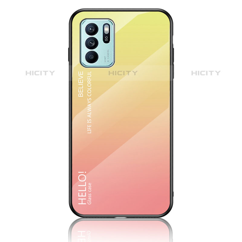 Carcasa Bumper Funda Silicona Espejo Gradiente Arco iris LS1 para Oppo Reno6 Z 5G