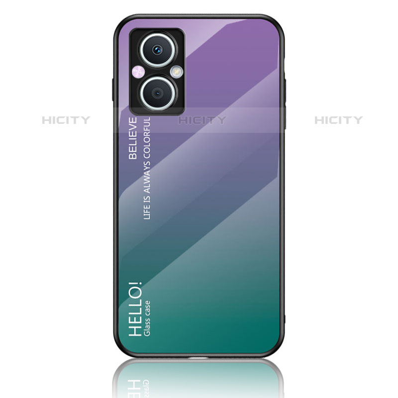 Carcasa Bumper Funda Silicona Espejo Gradiente Arco iris LS1 para Oppo Reno7 Lite 5G