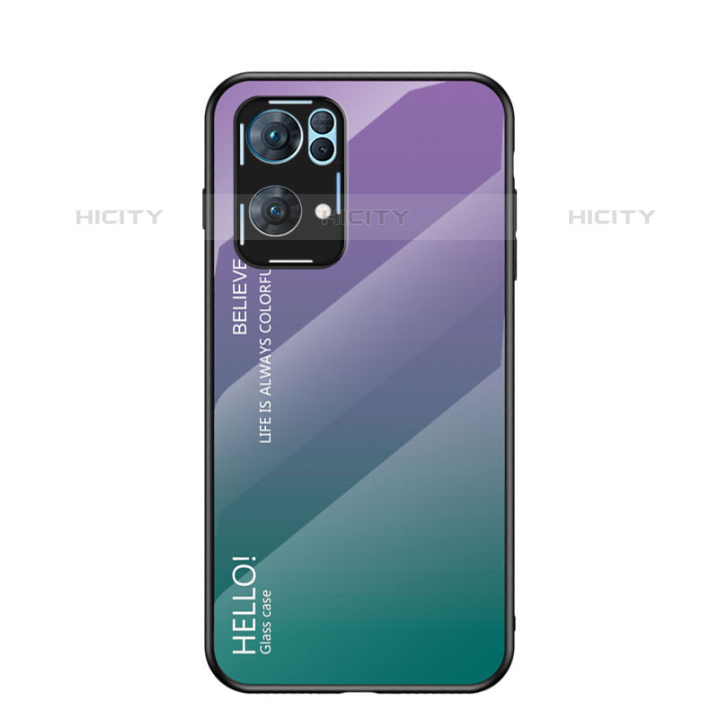 Carcasa Bumper Funda Silicona Espejo Gradiente Arco iris LS1 para Oppo Reno7 Pro 5G Multicolor